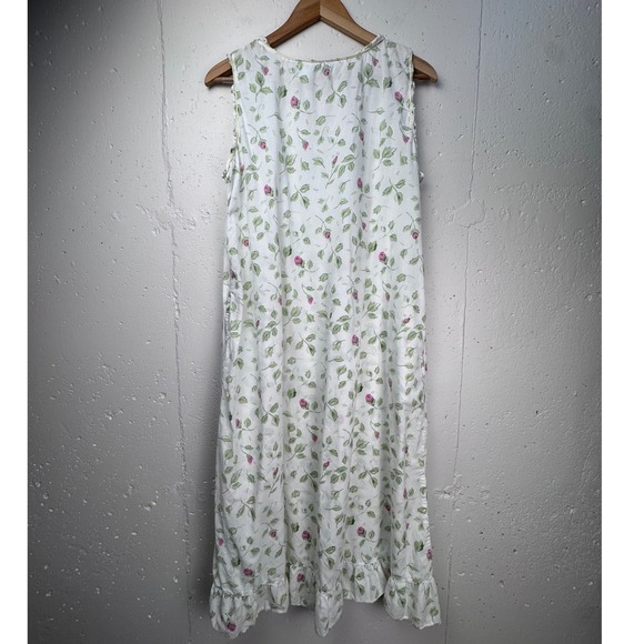 La Cera Cotton Floral Nightgown Robe Set Med White Cottagecore Prairie Pintuck - Picture 3 of 13